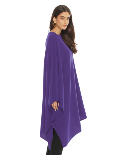 Women's Pure Cashmere Long Poncho Iris Purple