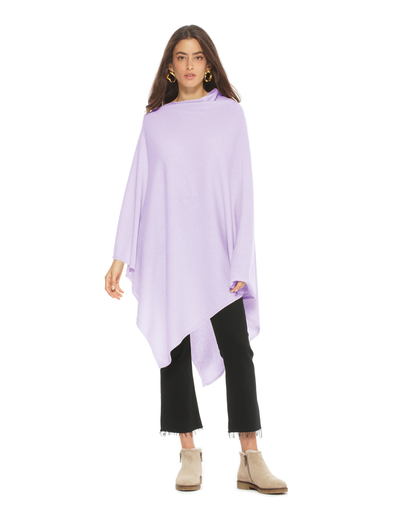 Women's Pure Cashmere Long Poncho Lilac