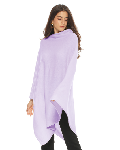Women's Pure Cashmere Long Poncho Lilac