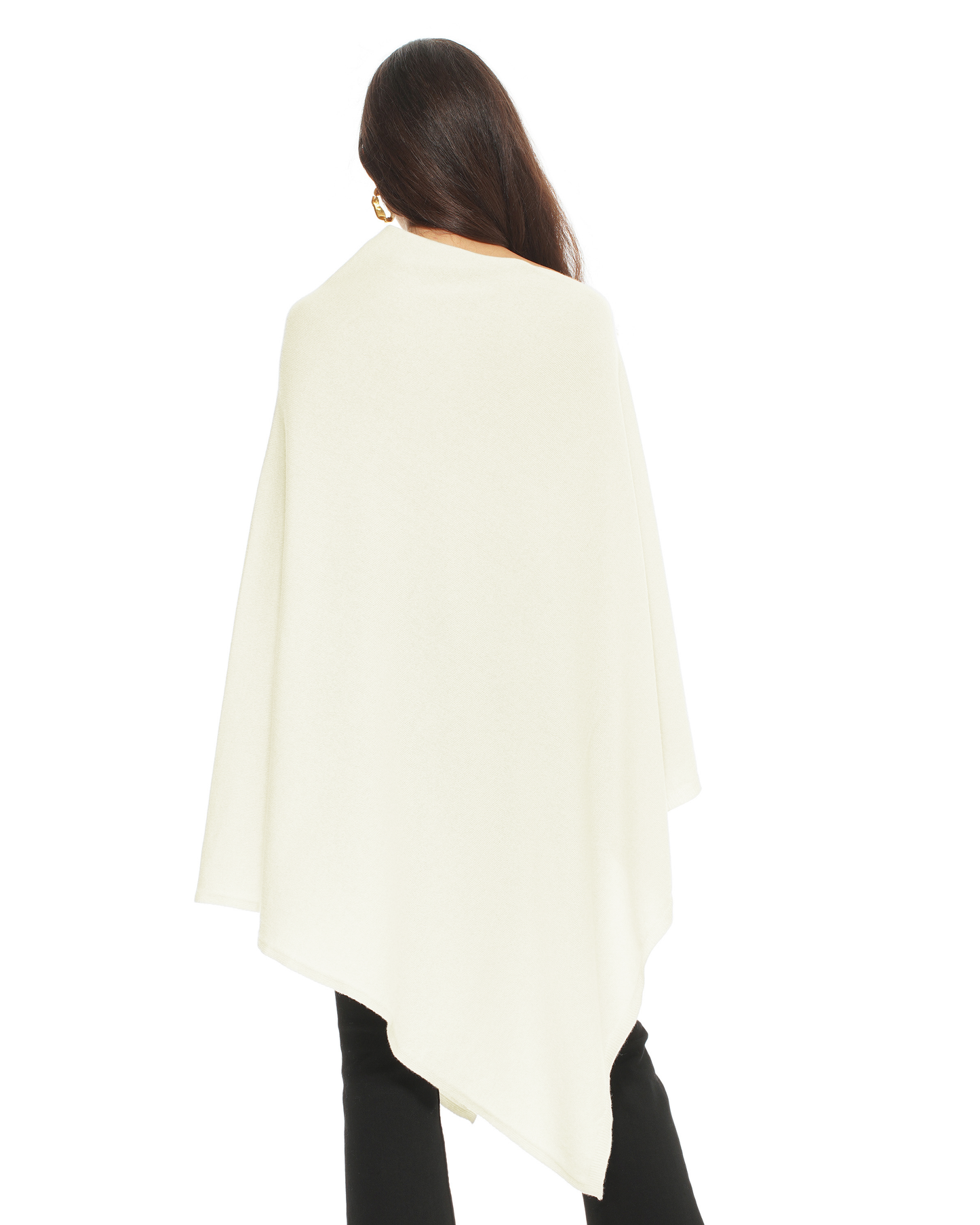 Women's Pure Cashmere Long Poncho Milk White