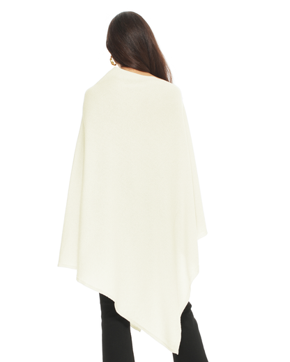 Women's Pure Cashmere Long Poncho Milk White