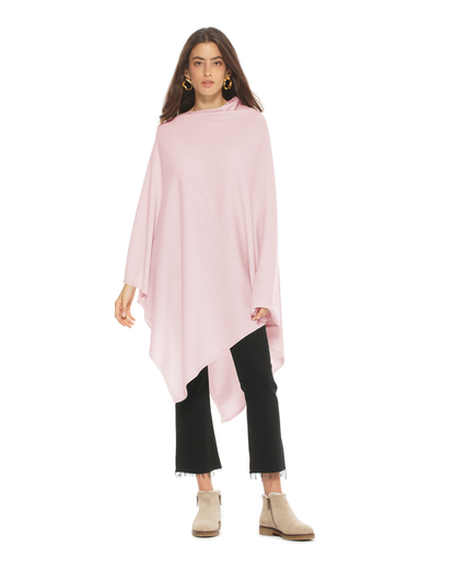 Women's Pure Cashmere Long Poncho Old Rose