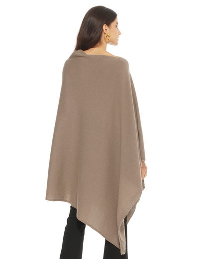Women's Pure Cashmere Long Poncho Taupe