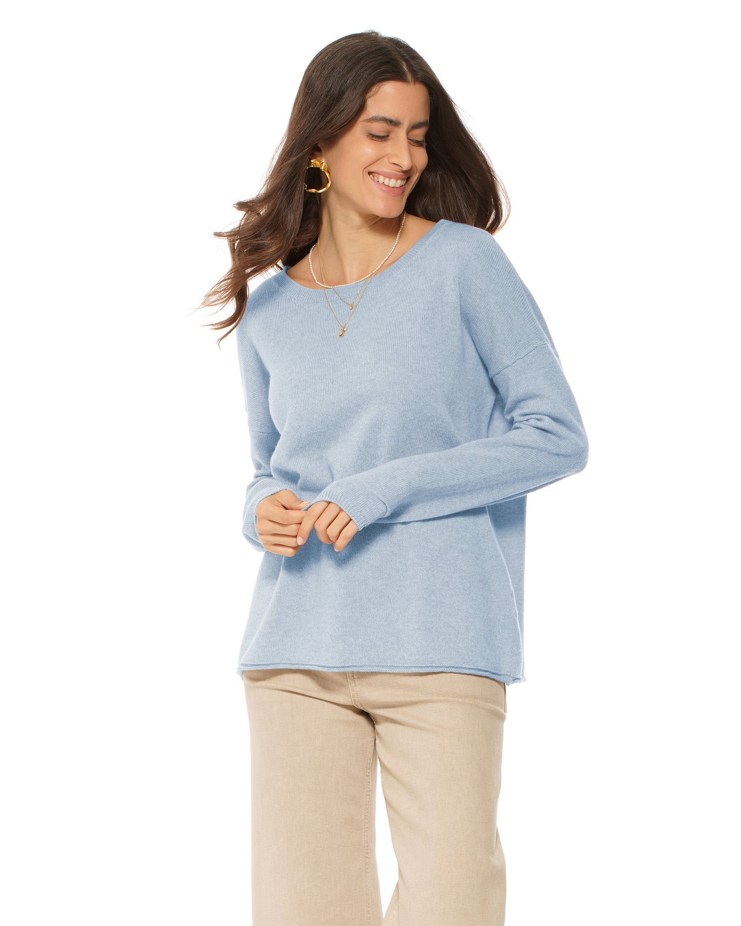Women's Pure Cashmere Lounge Sweater Baby Blue