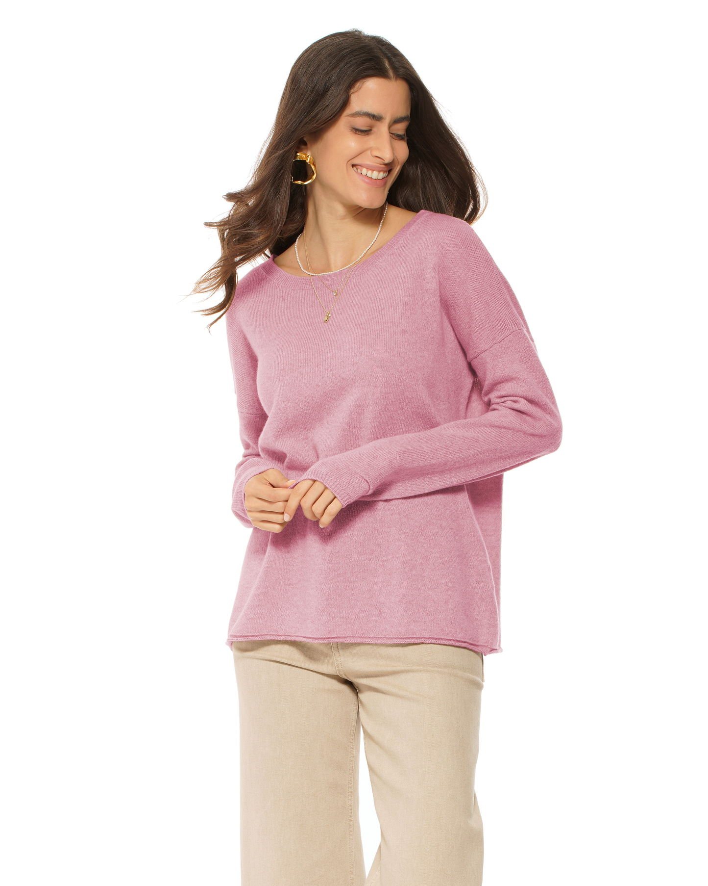 Women's Pure Cashmere Lounge Sweater Baby Pink