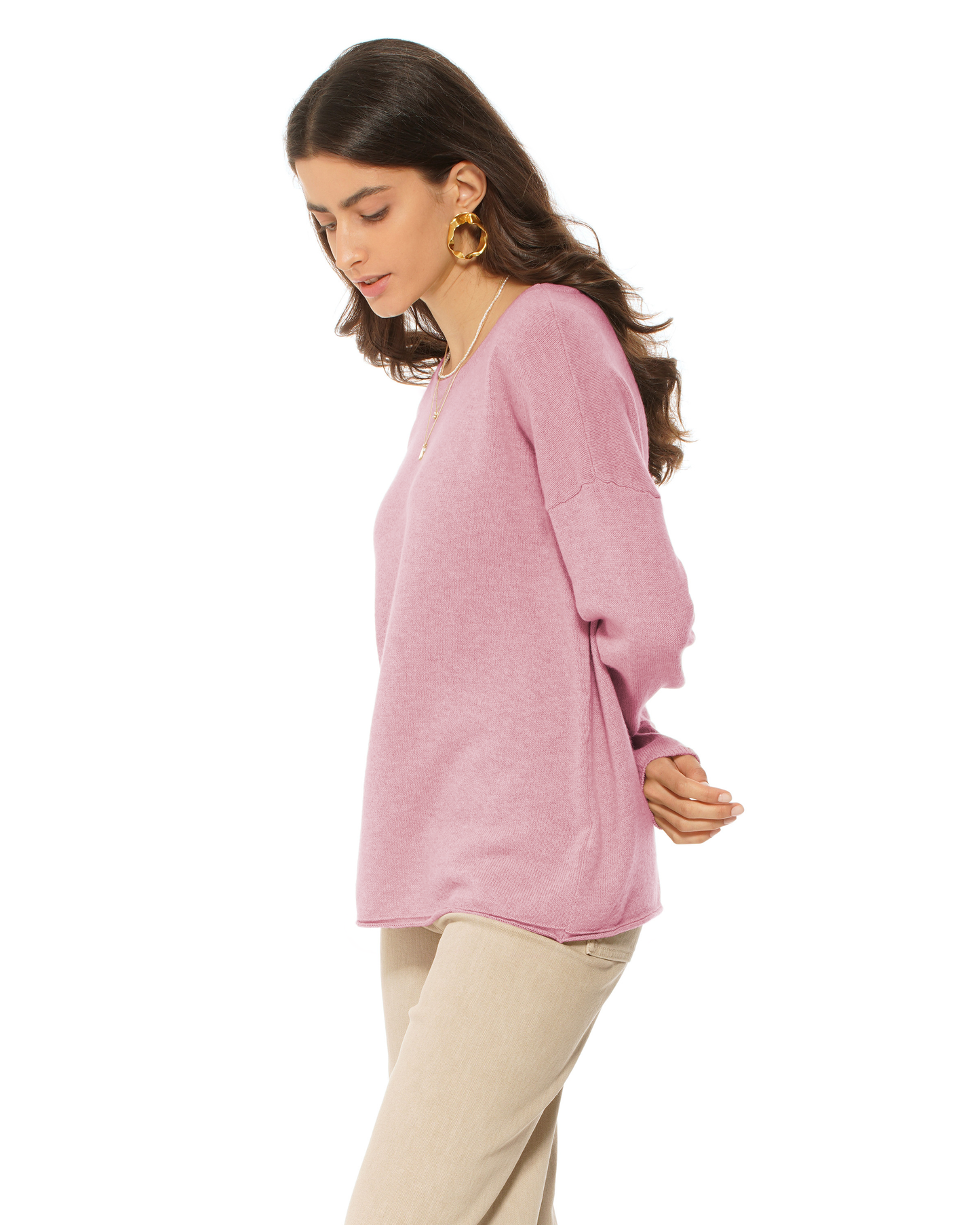 Women's Pure Cashmere Lounge Sweater Baby Pink