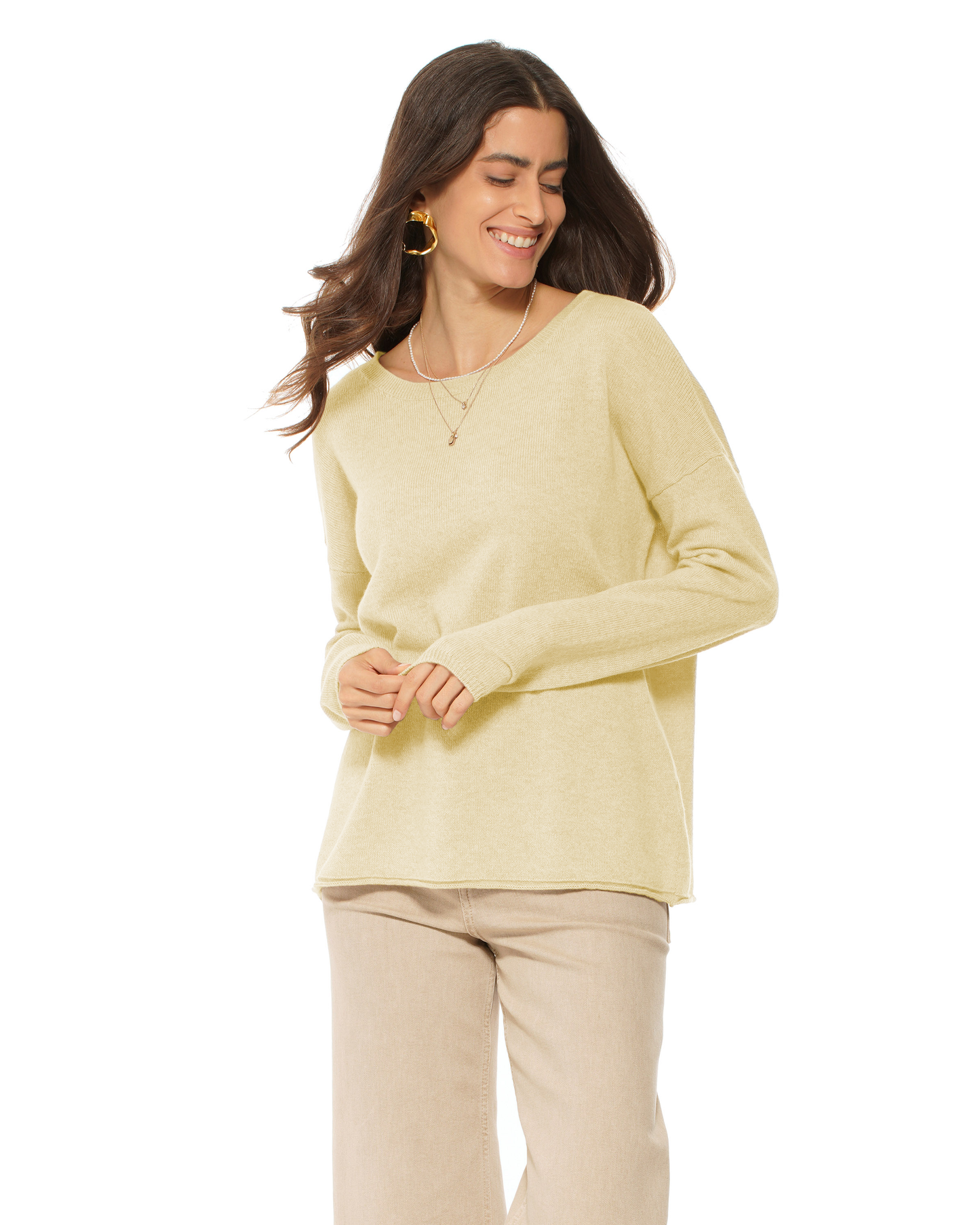 Women's Pure Cashmere Lounge Sweater Butter Yellow