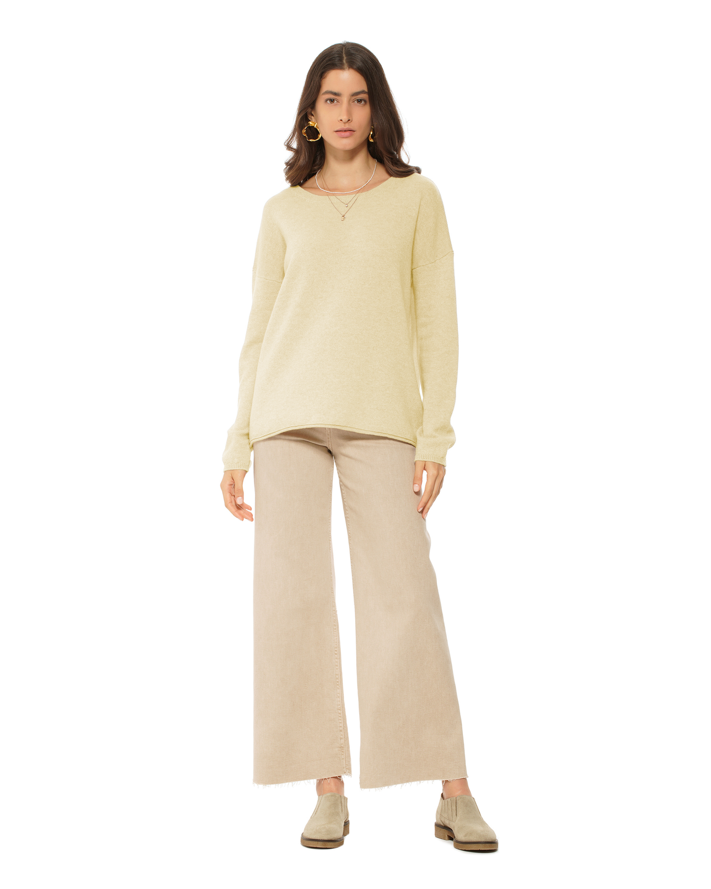 Women's Pure Cashmere Lounge Sweater Butter Yellow