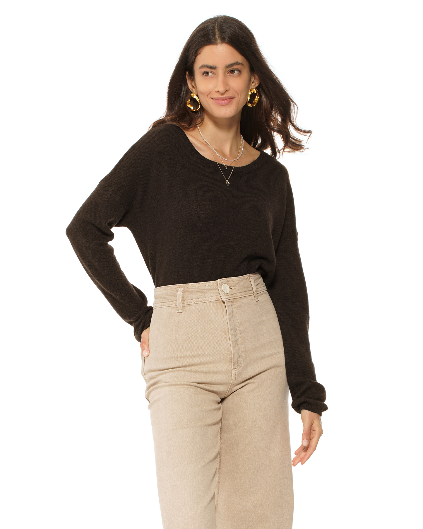 Women's Pure Cashmere Lounge Sweater Coffee