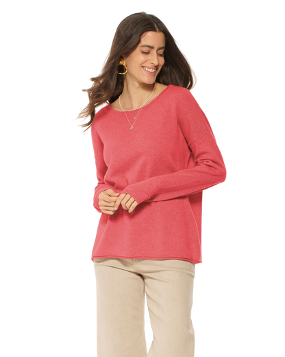 Women's Pure Cashmere Lounge Sweater Coral Red