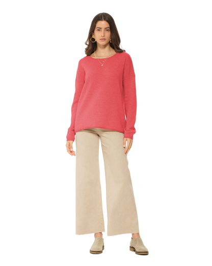 Women's Pure Cashmere Lounge Sweater Coral Red