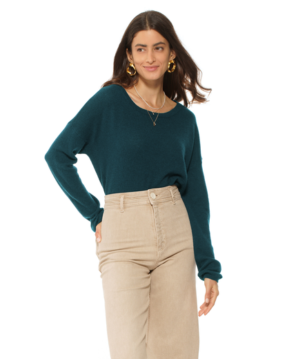 Women's Pure Cashmere Lounge Sweater Forest Green