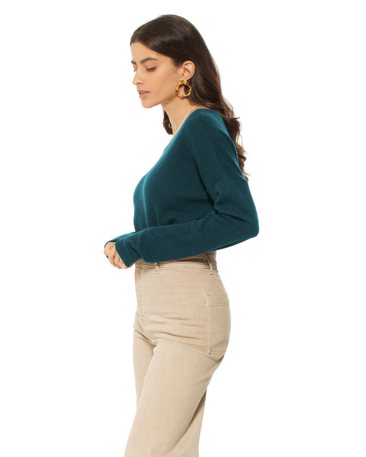 Women's Pure Cashmere Lounge Sweater Forest Green