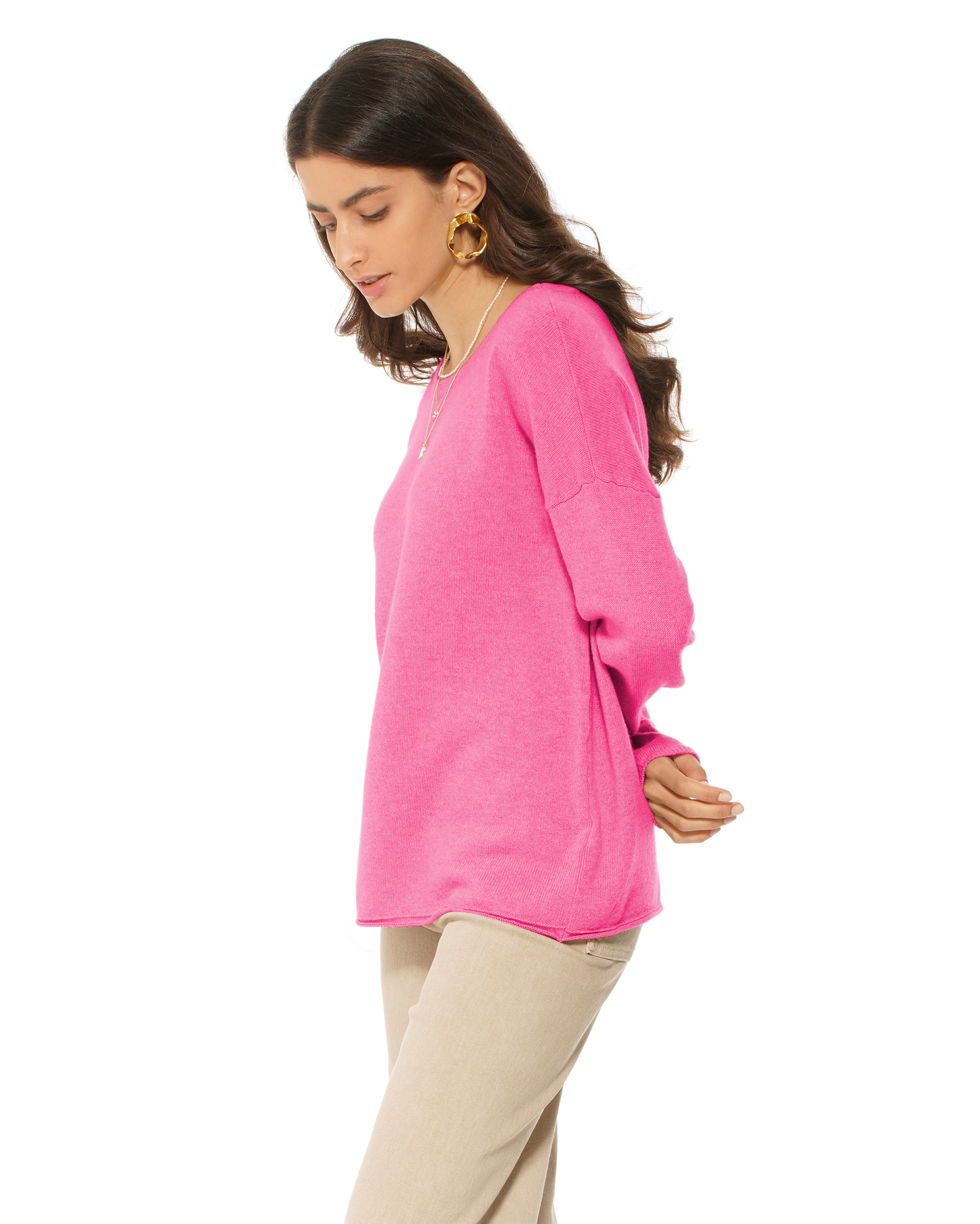 Women's Pure Cashmere Lounge Sweater Fuchsia