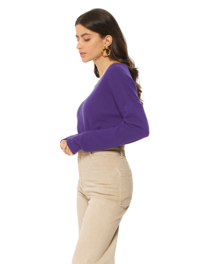 Women's Pure Cashmere Lounge Sweater Iris Purple