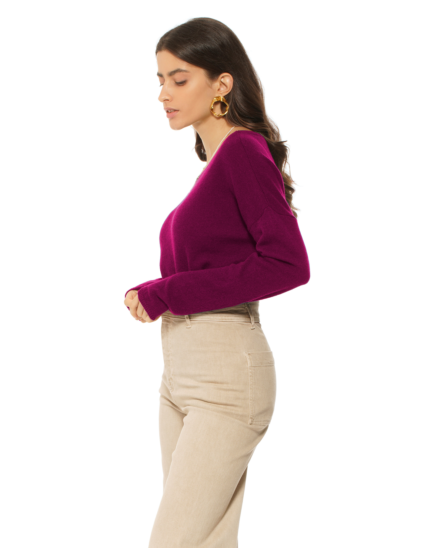 Women's Pure Cashmere Lounge Sweater Magenta