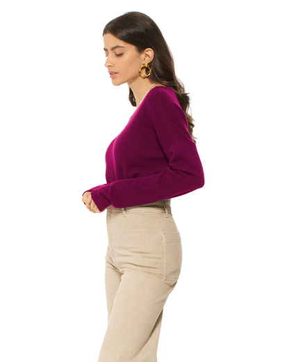 Women's Pure Cashmere Lounge Sweater Magenta