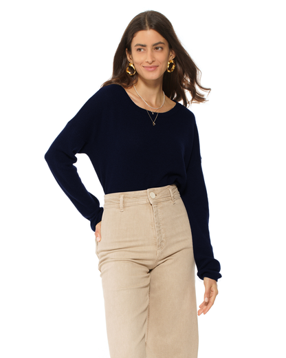 Women's Pure Cashmere Lounge Sweater Night Blue