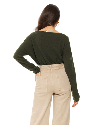 Women's Pure Cashmere Lounge Sweater Olive Green