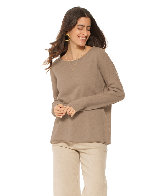 Women's Pure Cashmere Lounge Sweater Taupe