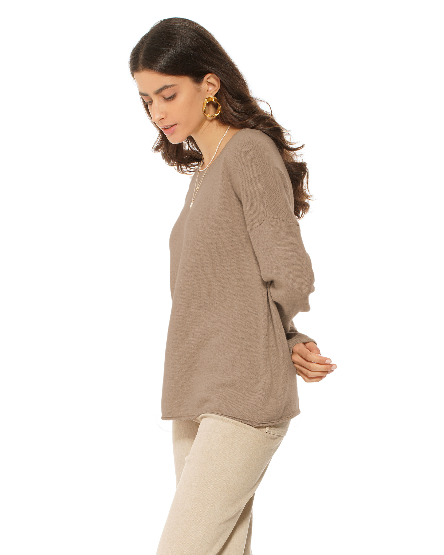 Women's Pure Cashmere Lounge Sweater Taupe