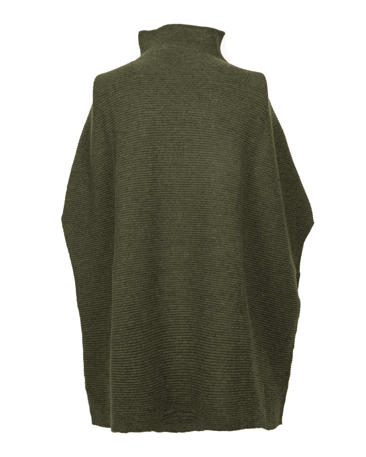 Women's Pure Cashmere Funnel Neck Poncho Olive Green