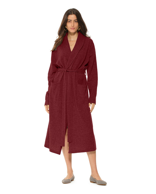Women's Pure Cashmere Knit Robe Bordeaux