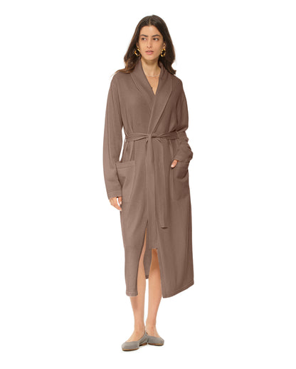 Pure Cashmere Knit Robe Made In Italy Brown 1