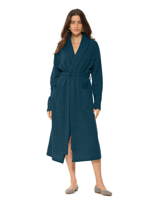 Women's Pure Cashmere Knit Robe Forest Green