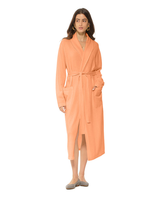 Women's Pure Cashmere Knit Robe Milk Orange