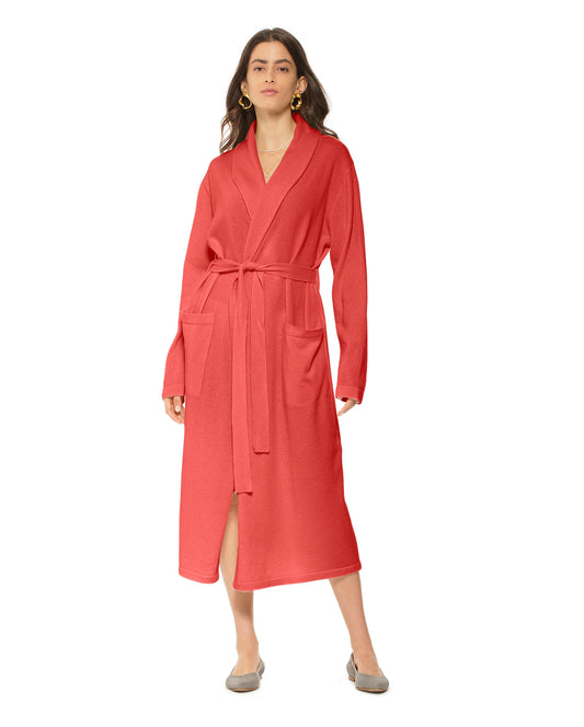 Women's Pure Cashmere Knit Robe Red