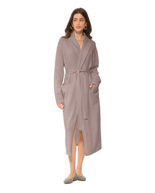 Women's Pure Cashmere Knit Robe Taupe