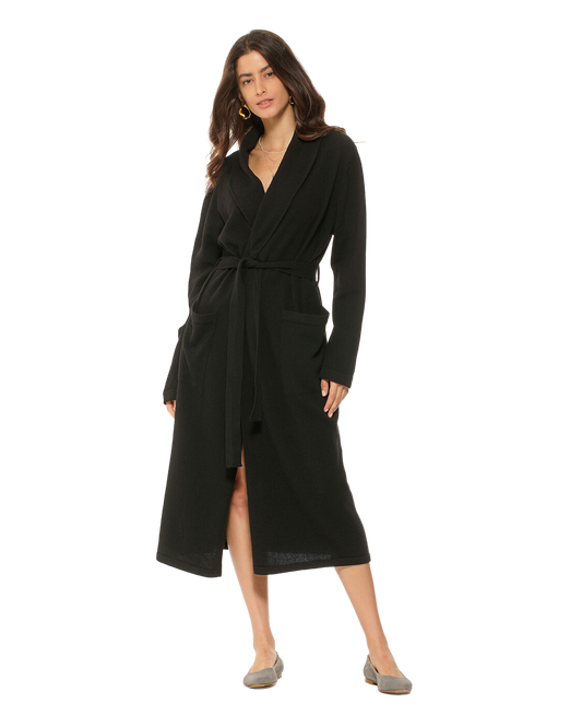 Pure Cashmere Knit Robe Made In Italy Black 1
