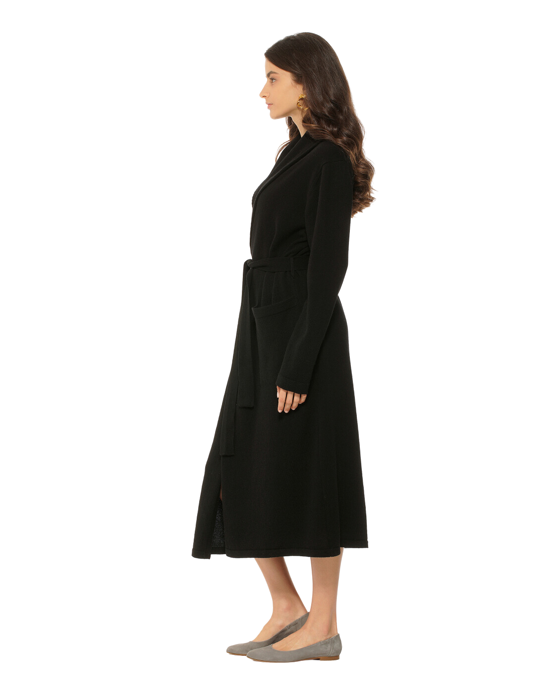 Pure Cashmere Knit Robe Made In Italy Black 2