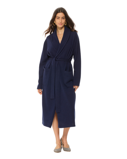 Pure Cashmere Knit Robe Made In Italy Blue 1