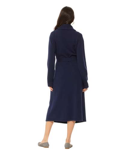 Pure Cashmere Knit Robe Made In Italy Blue 4