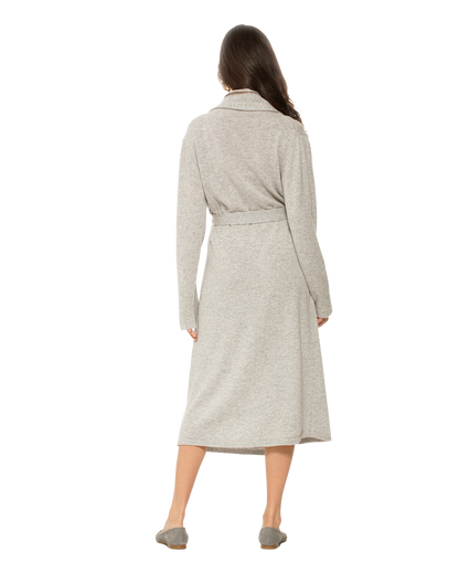 Pure Cashmere Knit Robe Made In Italy Light Gray 4