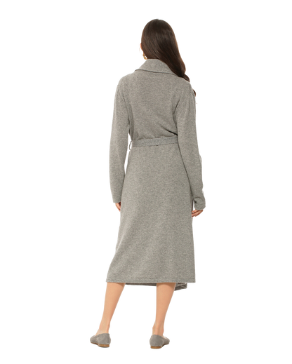 Pure Cashmere Knit Robe Made In Italy Medium Gray 4