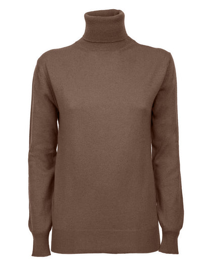 Womens Cashmere Turtleneck Sweater Brown Made In Italy 1