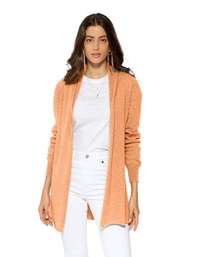 Women's Pure Cashmere Open Front Cardigan Orange