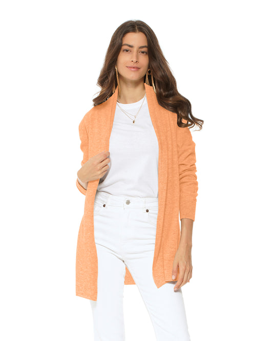 Monticelli Pure Cashmere Open Front Cardigan Orange Made In Italy 1