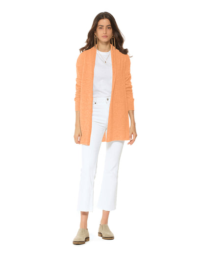 Monticelli Pure Cashmere Open Front Cardigan Orange Made In Italy 2