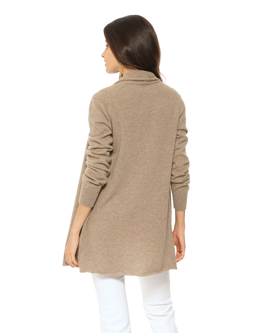 Monticelli Pure Cashmere Open Front Cardigan Taupe 4 Made In Italy