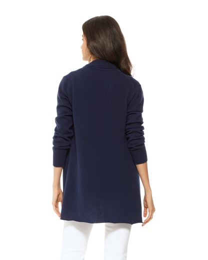 Monticelli Pure Cashmere Open Front Cardigan Blue 3 Made In Italy