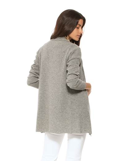 Monticelli Pure Cashmere Open Front Cardigan Medium Grey 3 Made In Italy