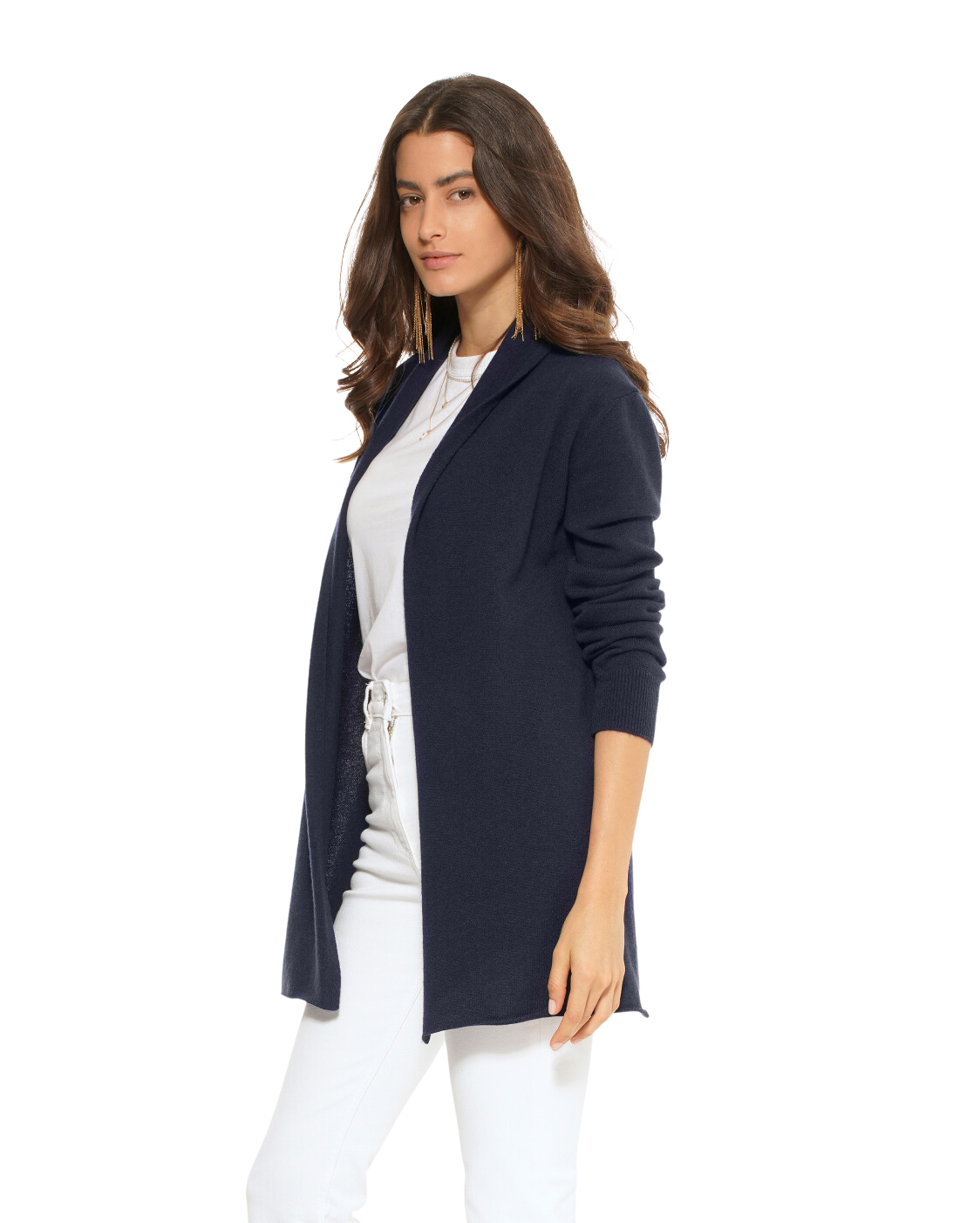 Monticelli Pure Cashmere Open Front Cardigan Night Blue Made In Italy 1