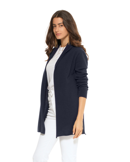 Monticelli Pure Cashmere Open Front Cardigan Night Blue Made In Italy 1