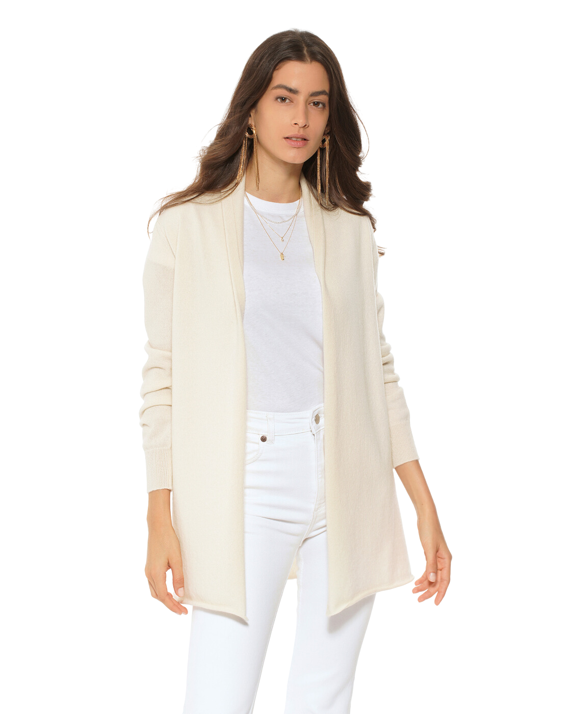 Monticelli Pure Cashmere Open Front Cardigan Off White Made In Italy 2