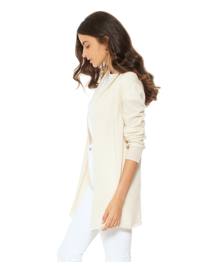 Monticelli Pure Cashmere Open Front Cardigan Milk White 2 Made In Italy