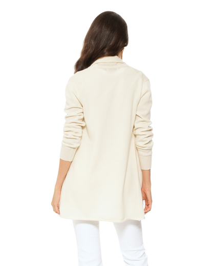 Monticelli Pure Cashmere Open Front Cardigan Milk White 3 Made In Italy